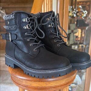 Stylish Black Lace-Up Combat Boots